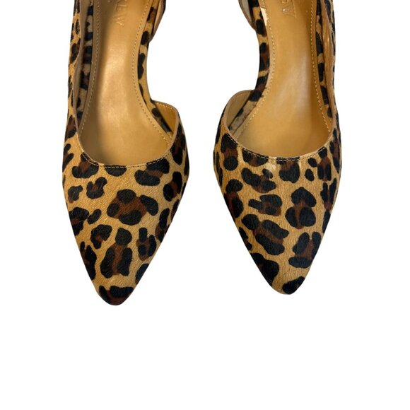J. Crew Women's Size 5 Leopard Calf Hair Kitten Pointed Toe D'Orsay Pump Heels - Picture 4 of 16
